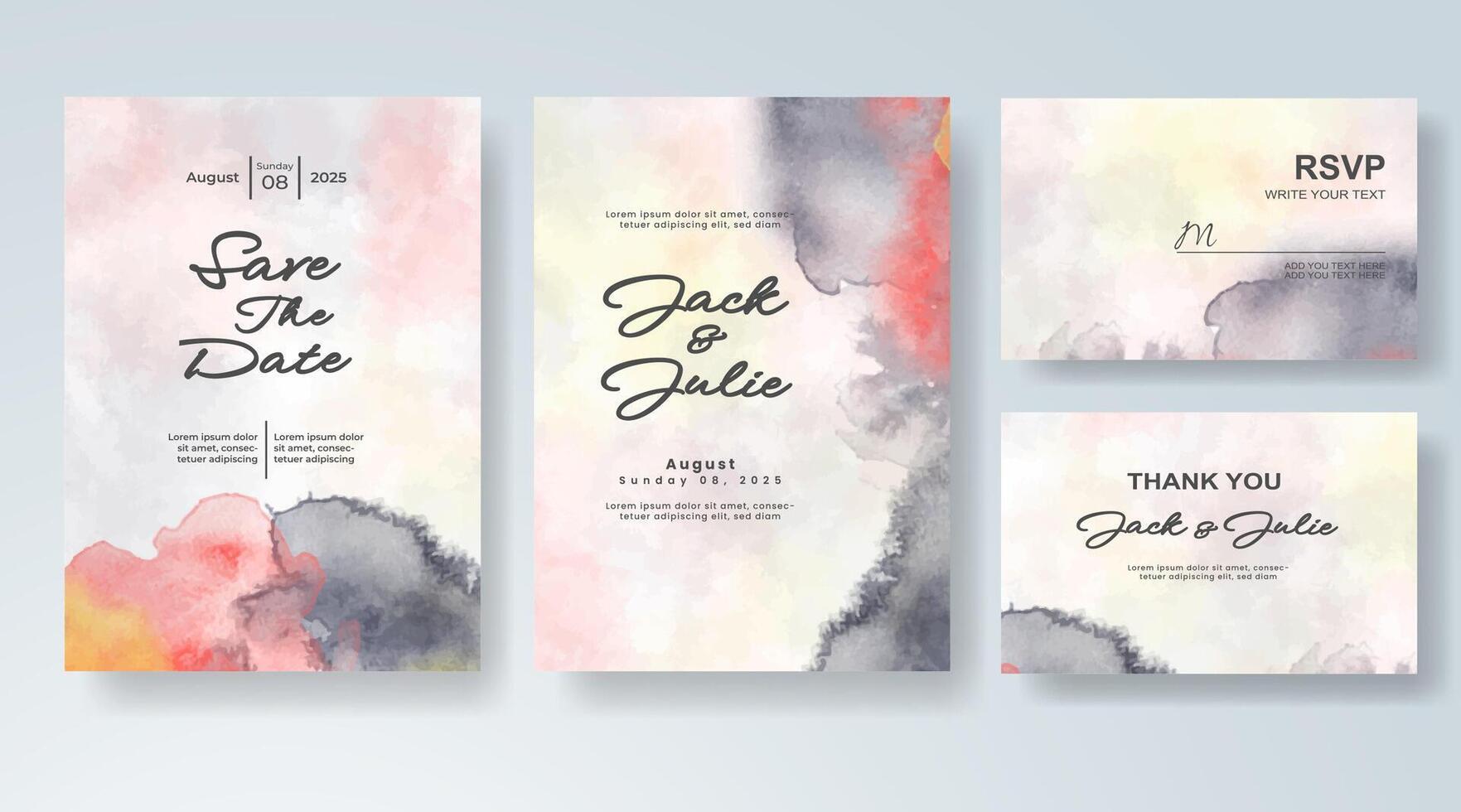 Romantic flow of tones on wedding card. vector