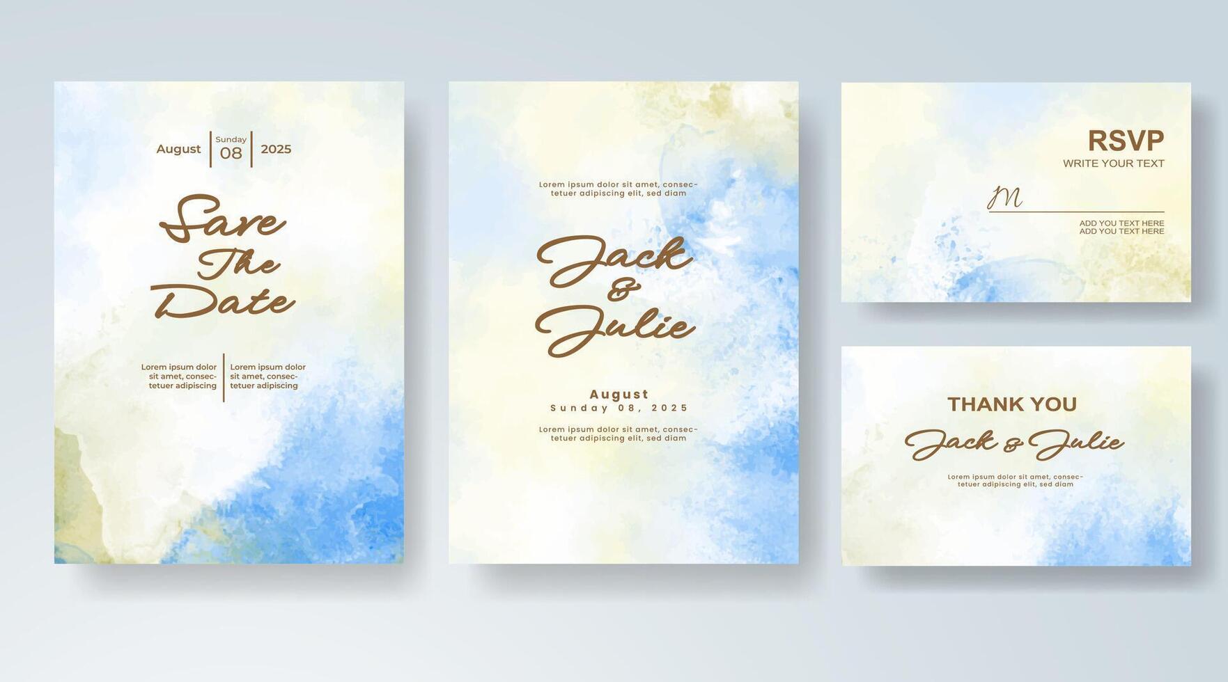 Delicate motion in painted wedding invitation. vector