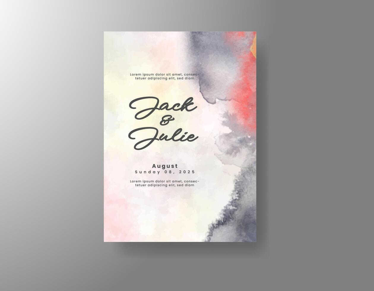 Elegant swirls of color in painted invitation. vector