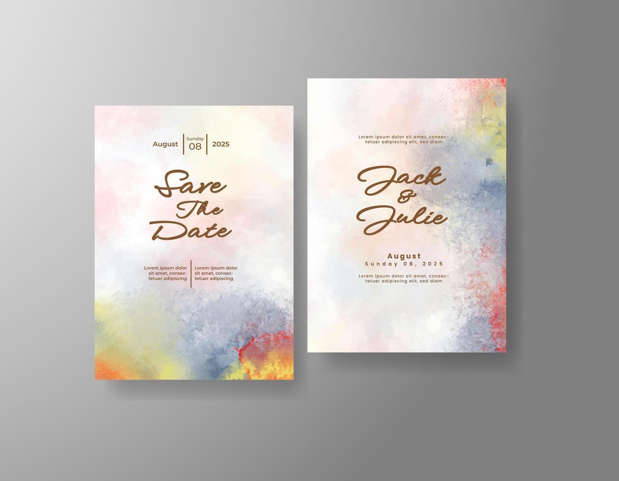 Invitation design with brush-blended colors. vector