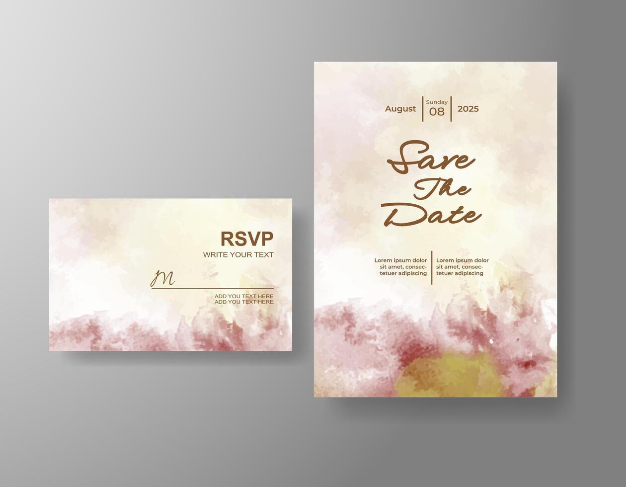 Artistic wedding card in soft blend of hues. vector