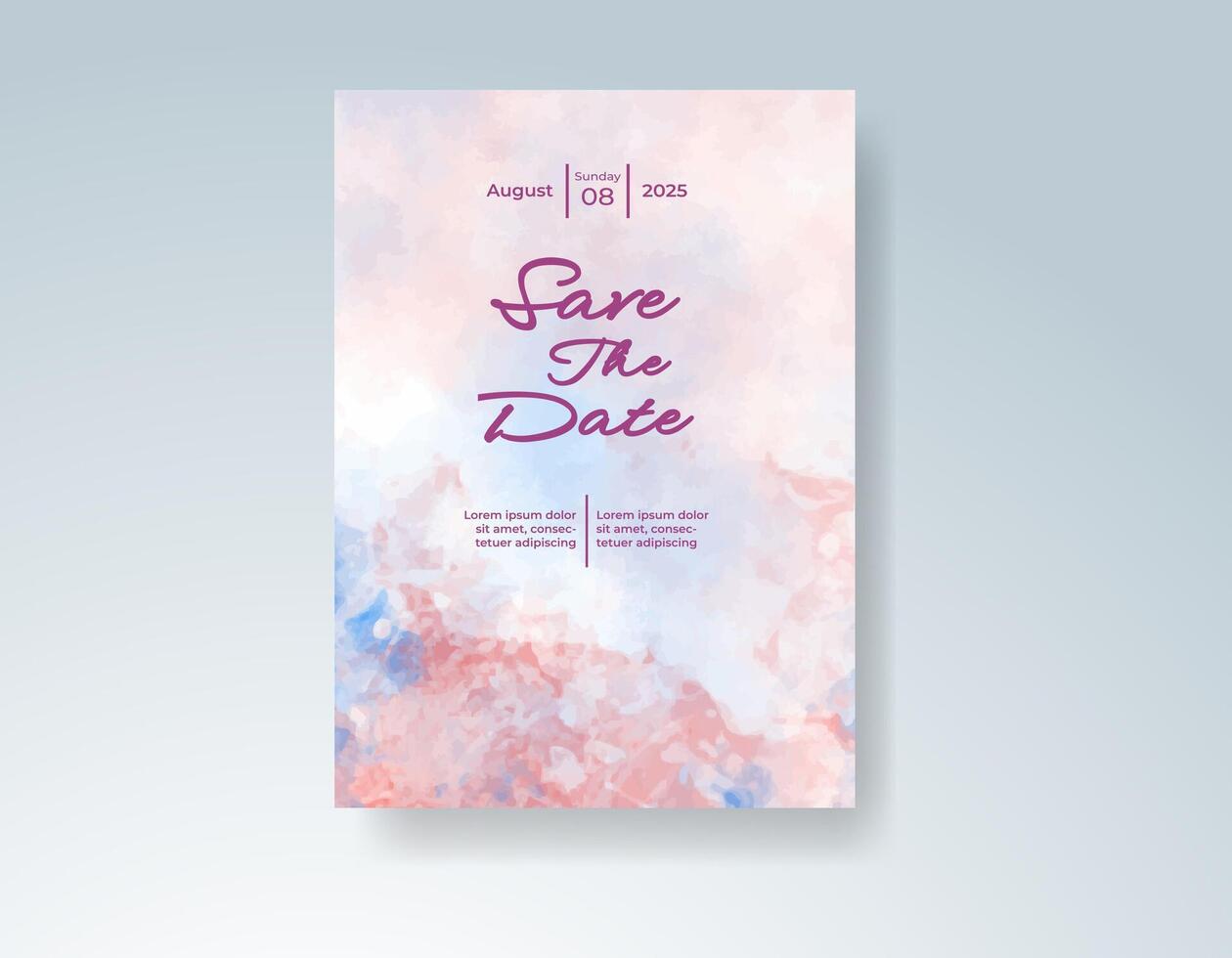 Abstract color swirls on watercolor wedding invitation. vector