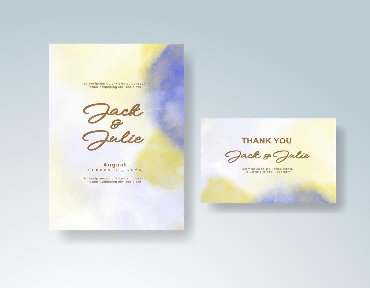 Textured invitation with hand-brushed watercolor effect. vector