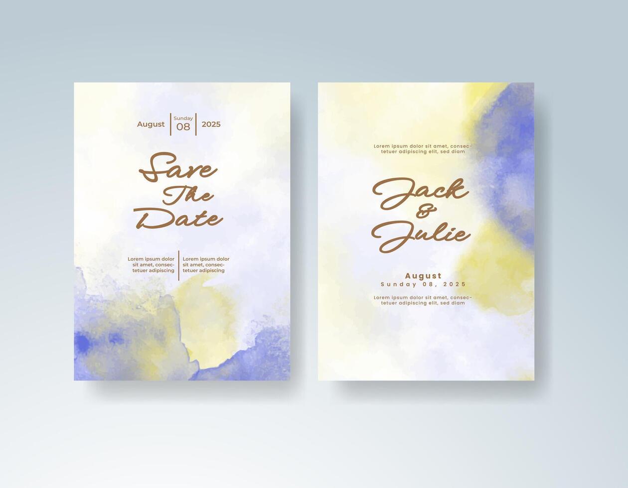 Soft abstract invite for weddings with watercolor background. vector