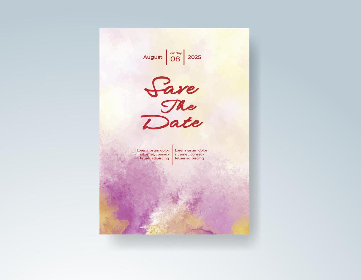 Artistic expression wedding card with watercolor base. vector
