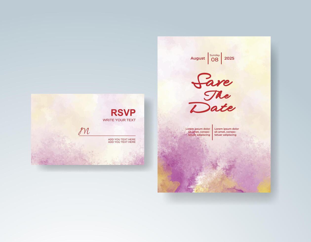 Abstract watercolor invitation with soft painted textures. vector