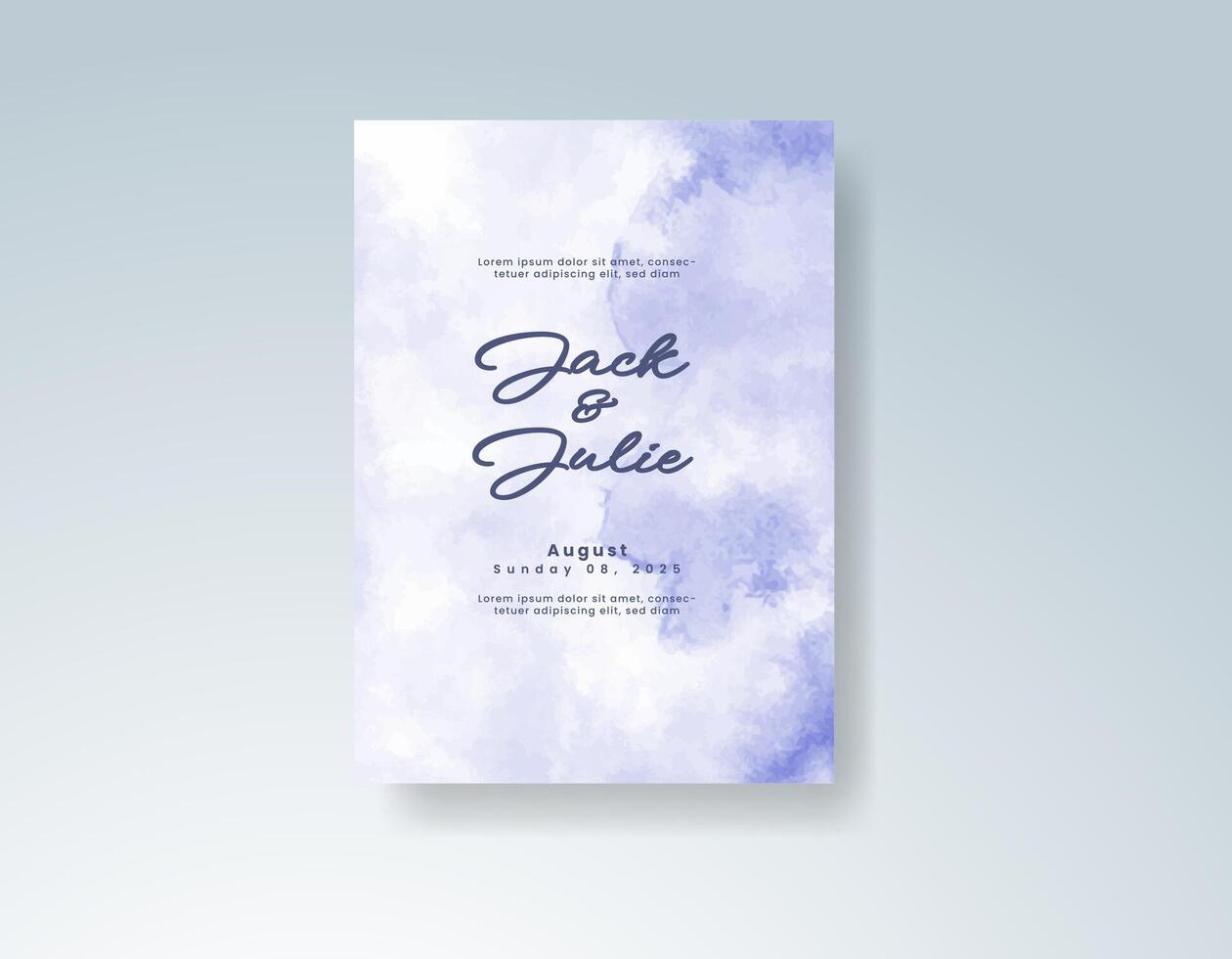 Light and airy invitation with flowing watercolor elements. vector
