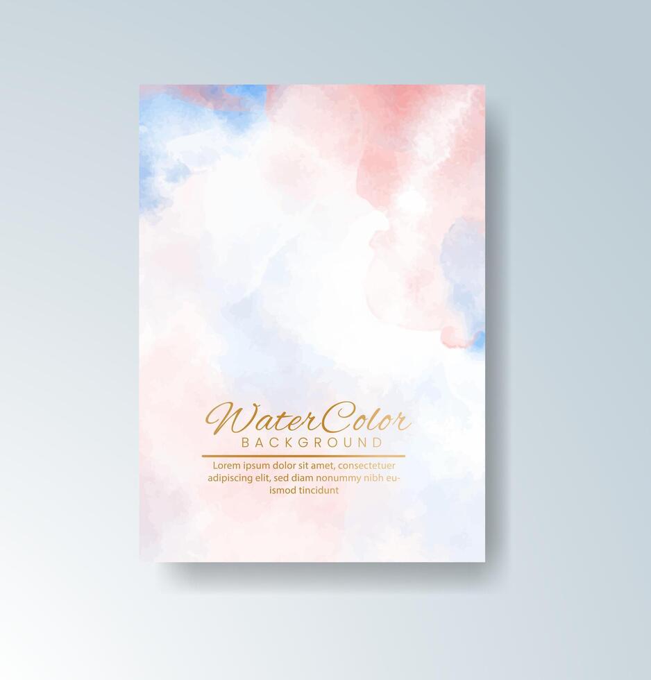 Cloud-like watercolor background on romantic card vector