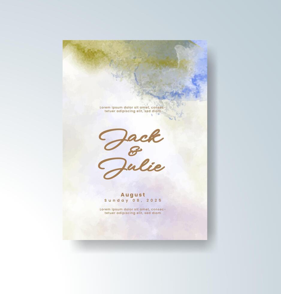 Wedding invitation with fluid watercolor backdrop vector