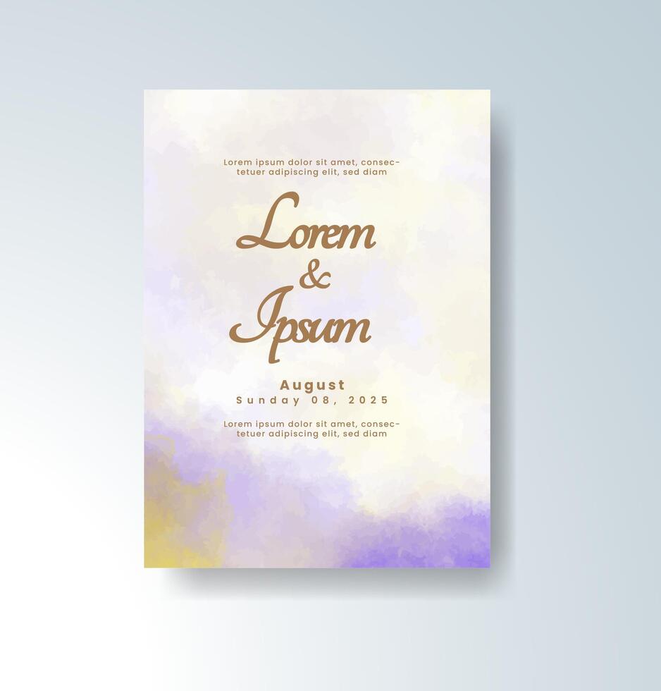 Luxurious wedding card with abstract watercolor effect vector