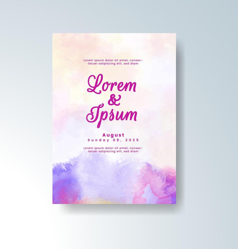 Wedding invitation with serene watercolor backdrop vector