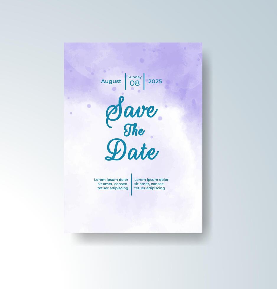 Modern wedding invite with abstract color wash vector