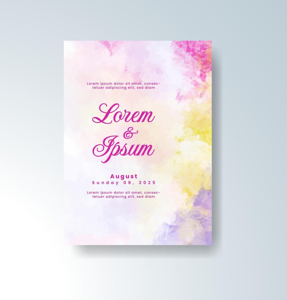 Delicate invite with elegant watercolor effects vector