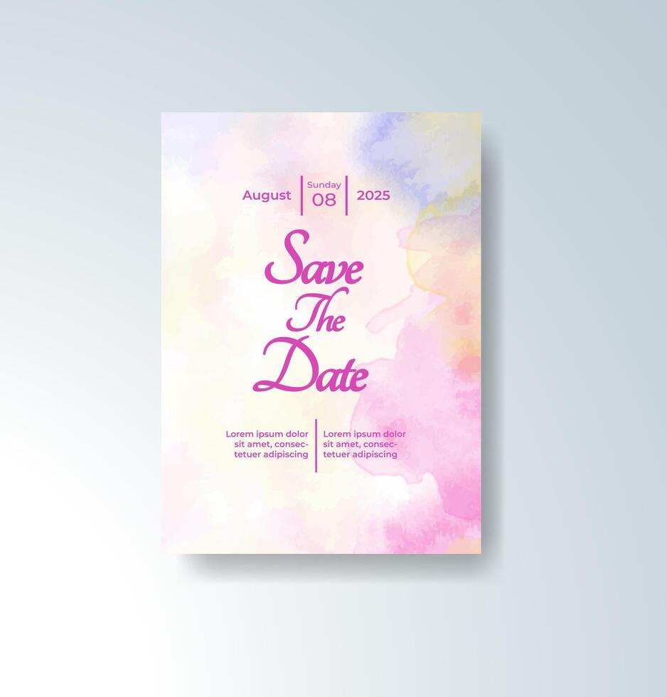 Minimalist watercolor wedding invite with soft tones vector