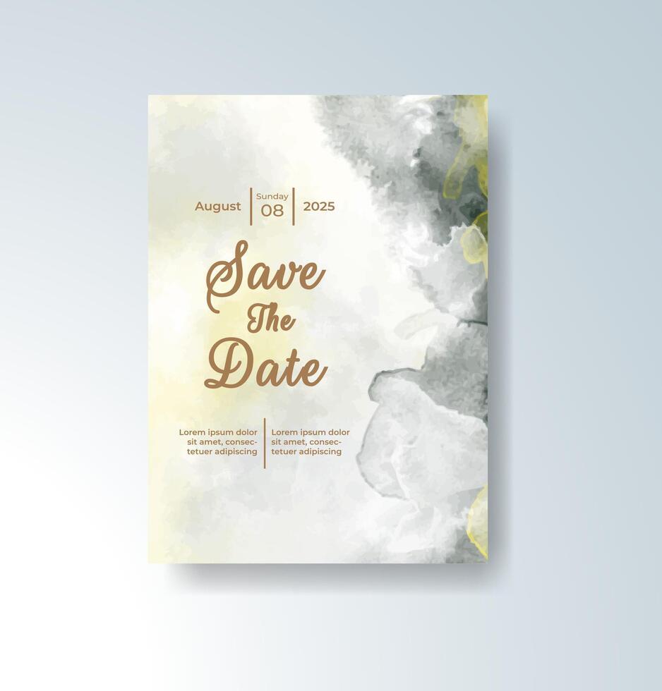 Modern abstract wedding invite with paint elements vector