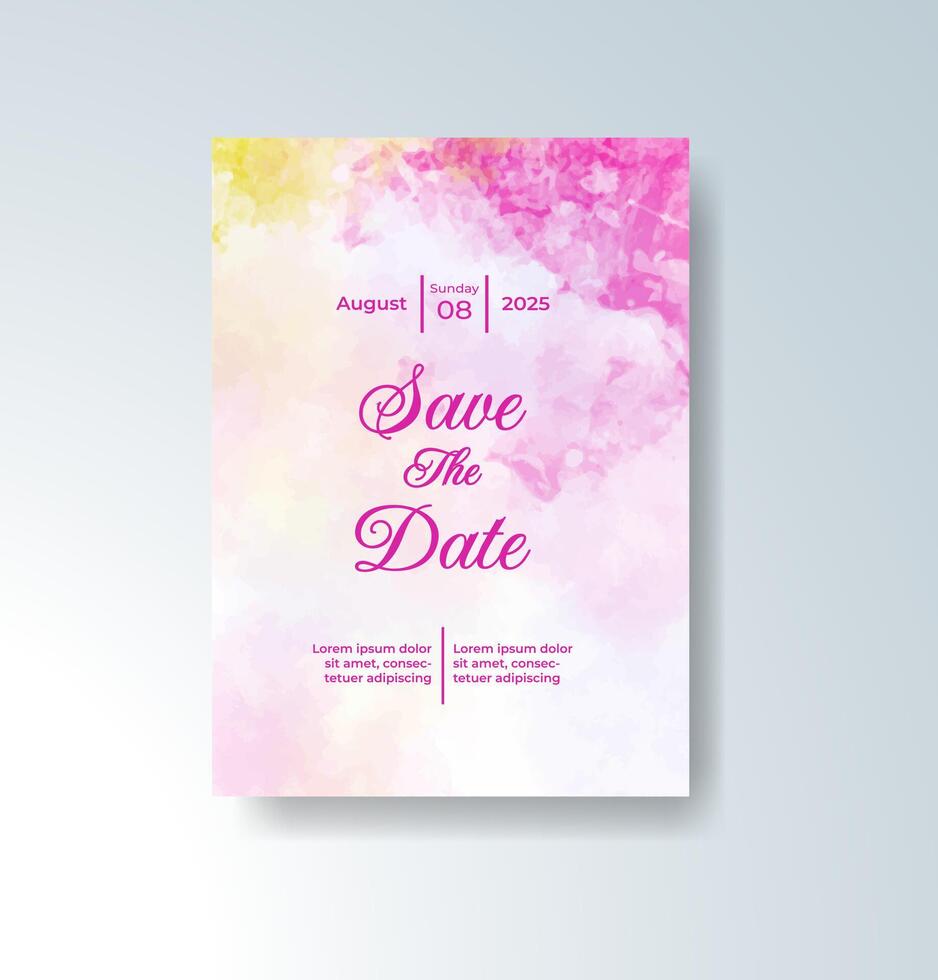 Soft pastel splash wedding invitation design vector