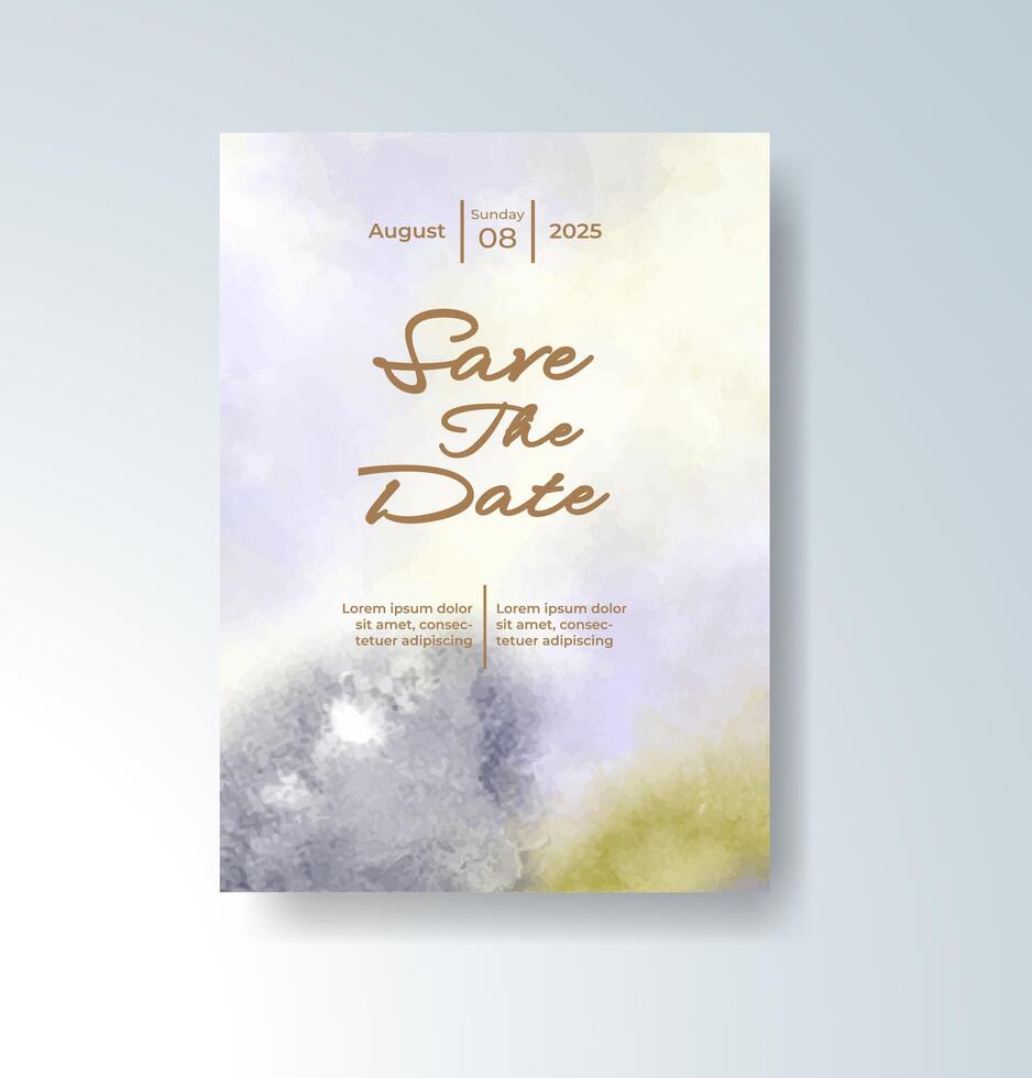 Inviting splash-style wedding card with watercolor ink vector