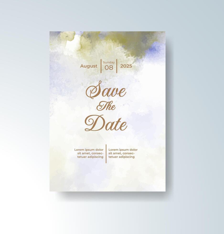 Elegant yet playful wedding invitation in watercolor vector
