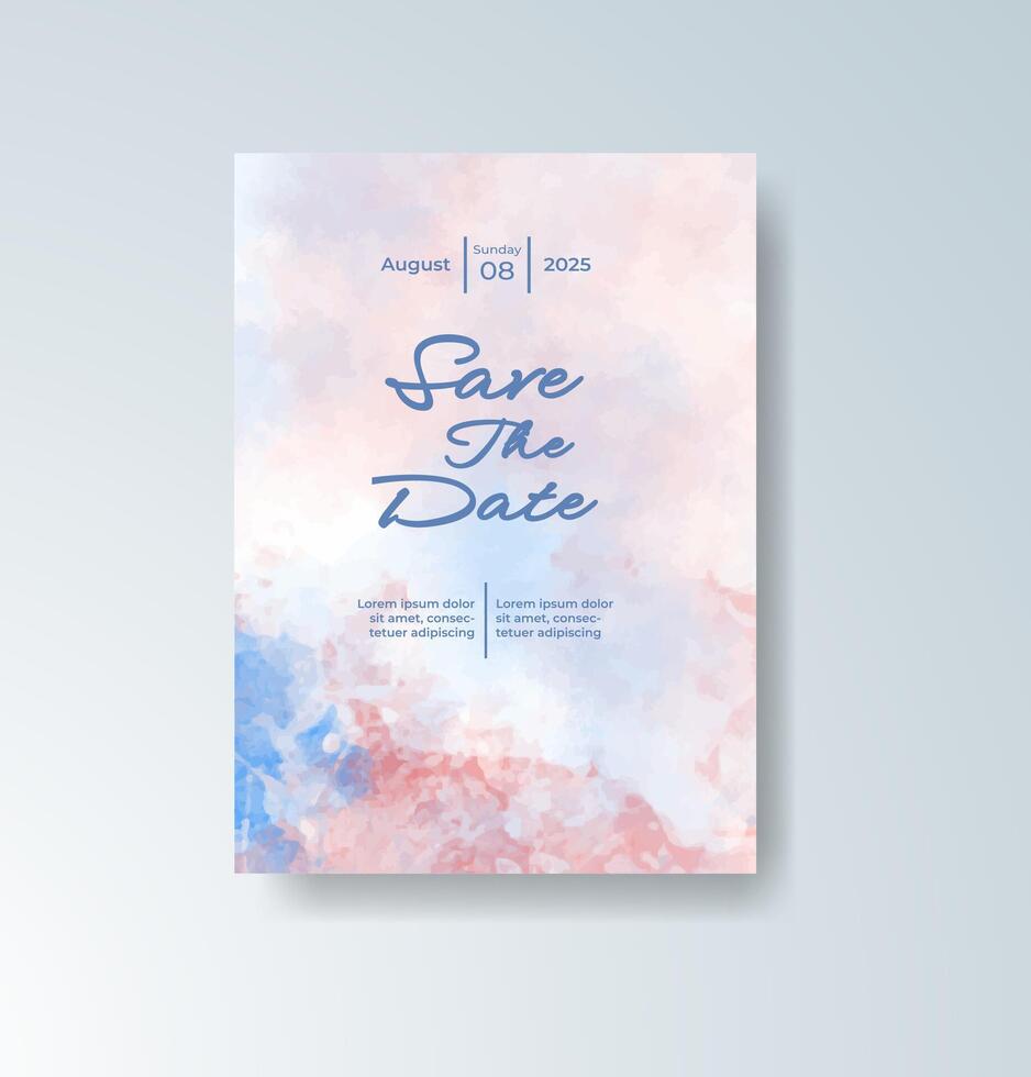 Handcrafted look wedding card with splash effects vector