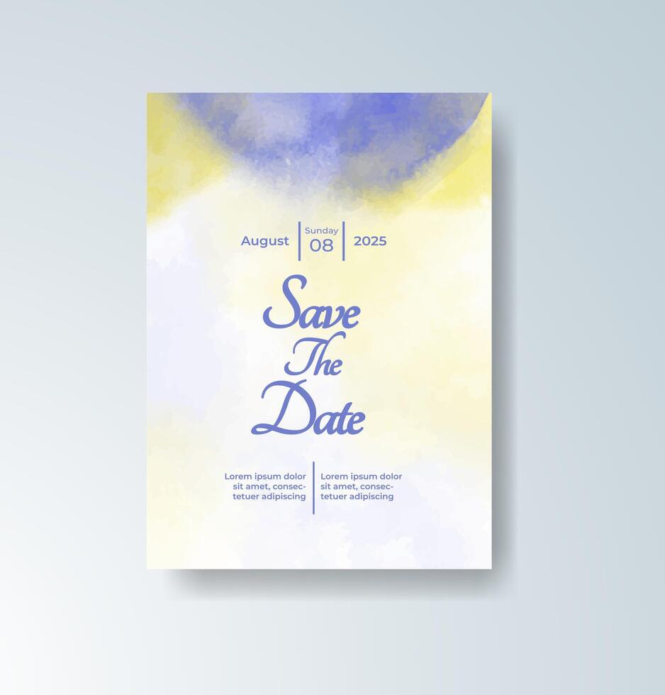 Romantic invite design with abstract watercolor drips vector