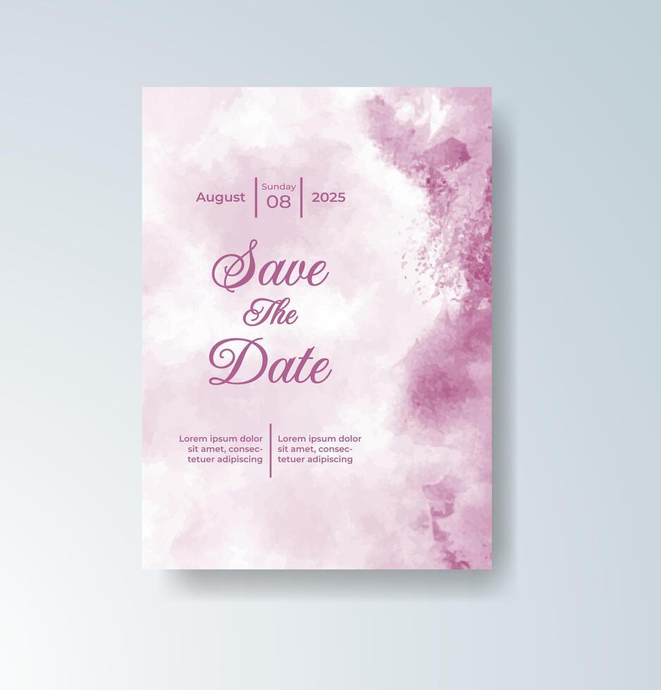 Romantic invitation card with soft splash watercolor artwork vector