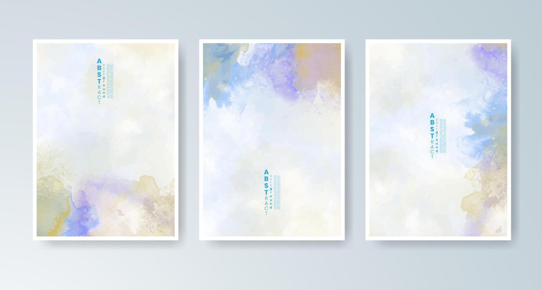 Set of greeting cards with expressive watercolor textures vector
