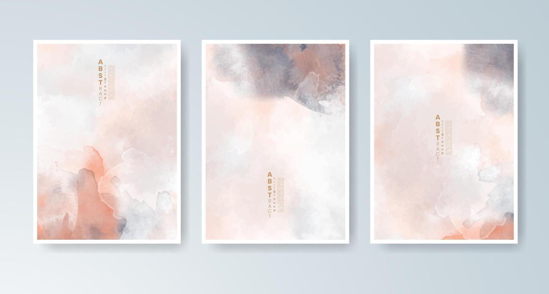 Unique card set with hand-painted watercolor backgrounds. vector