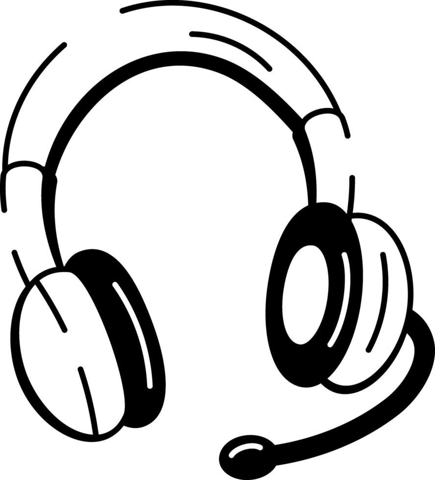 A sketchy style icon of office headphones vector