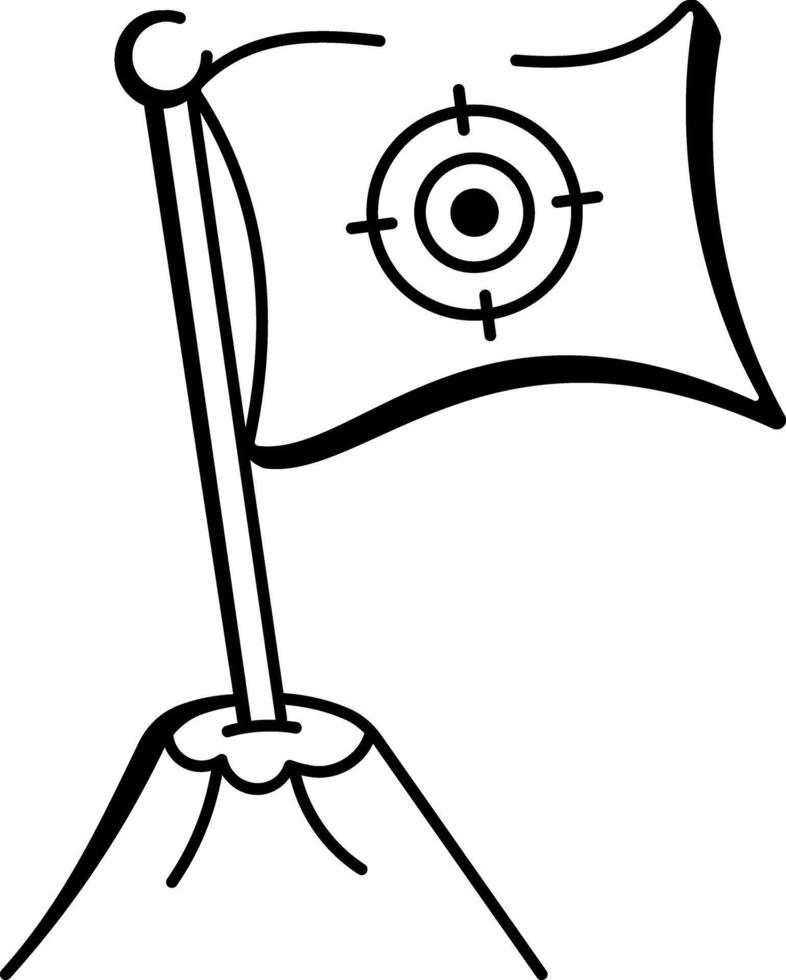 A hand drawn style icon showing mission flag vector