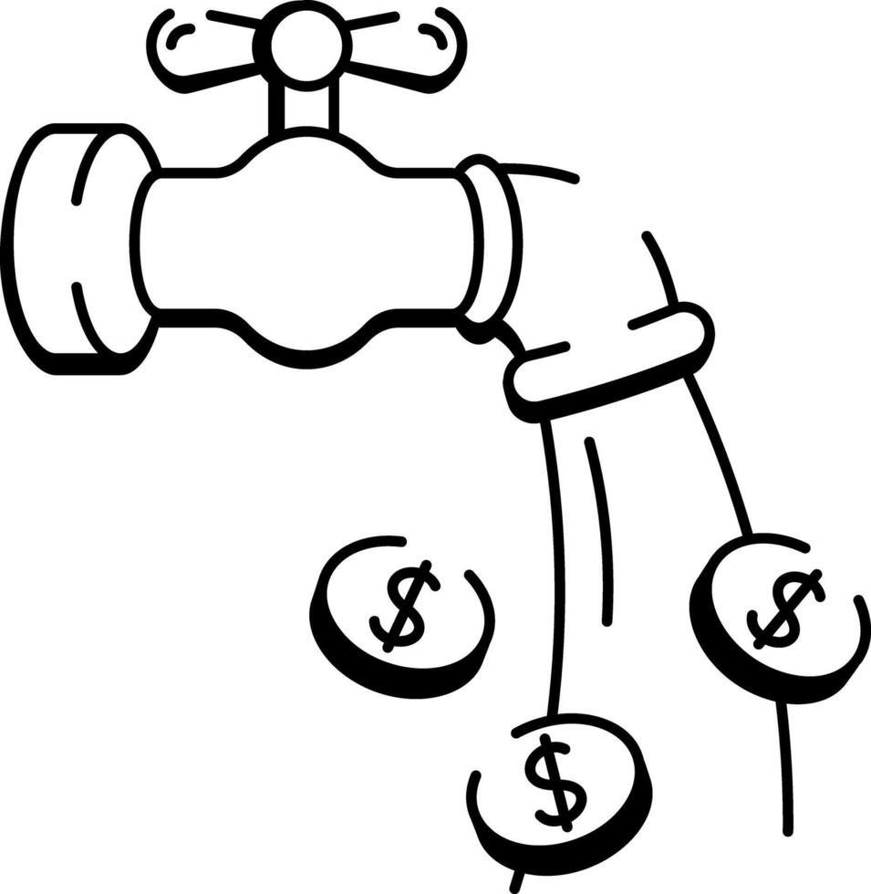A hand drawn style icon depicting cash flow vector