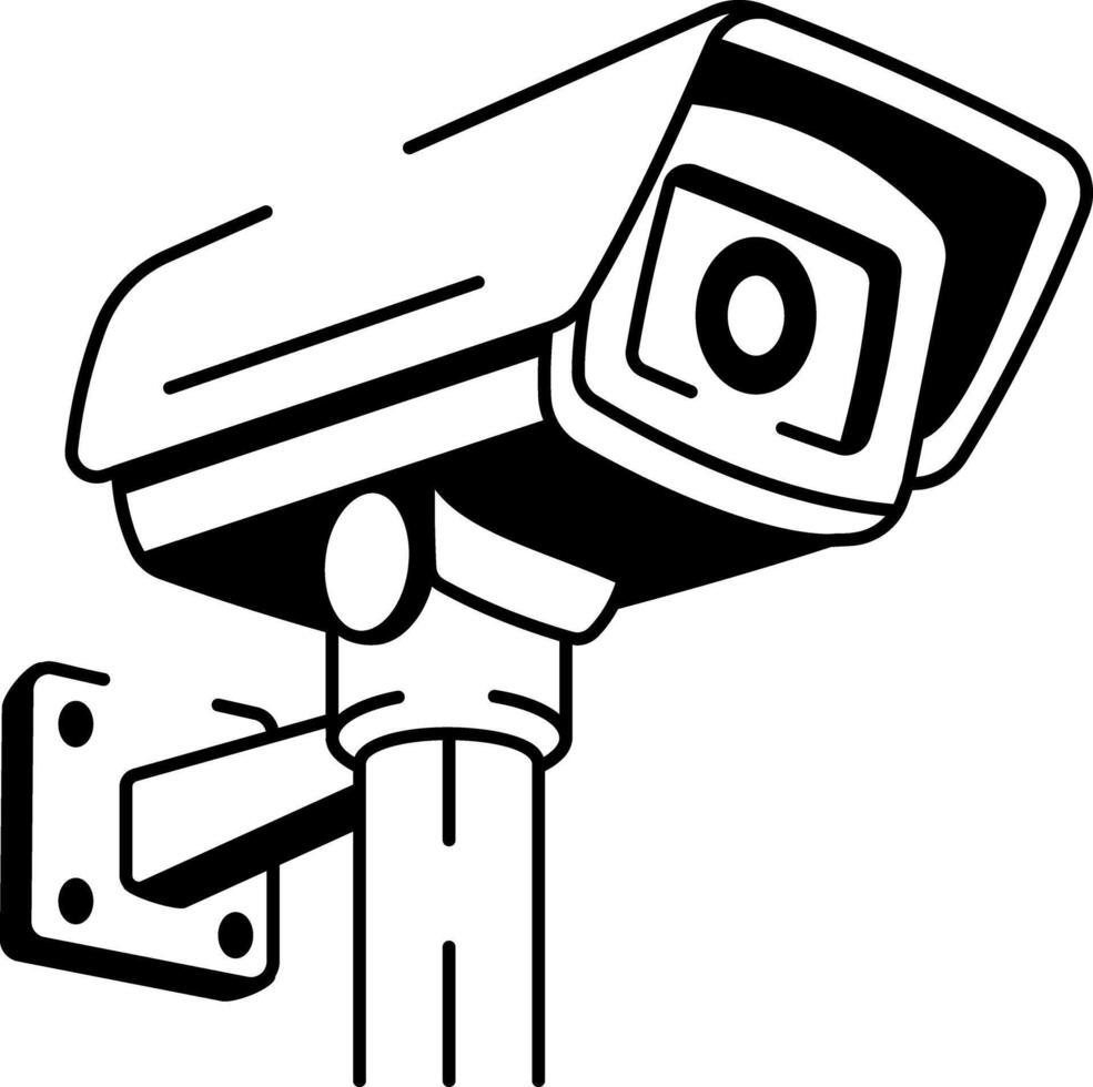 A hand drawn style icon of cctv camera vector