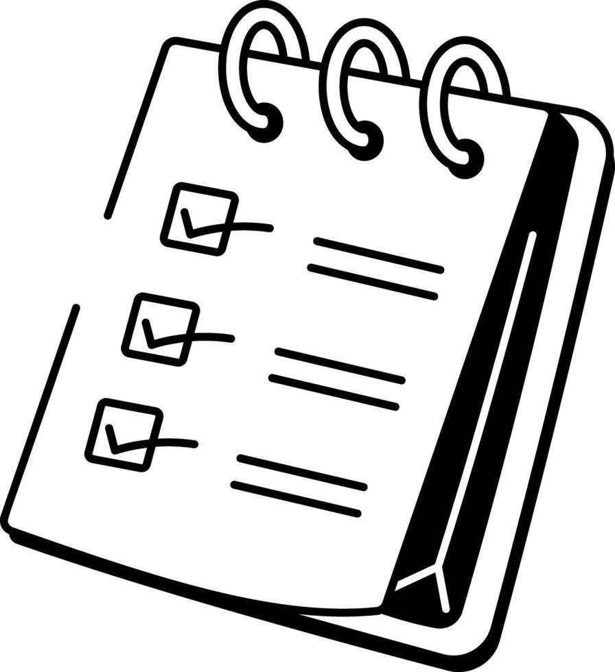 Hand drawn style icon showing an agenda list vector