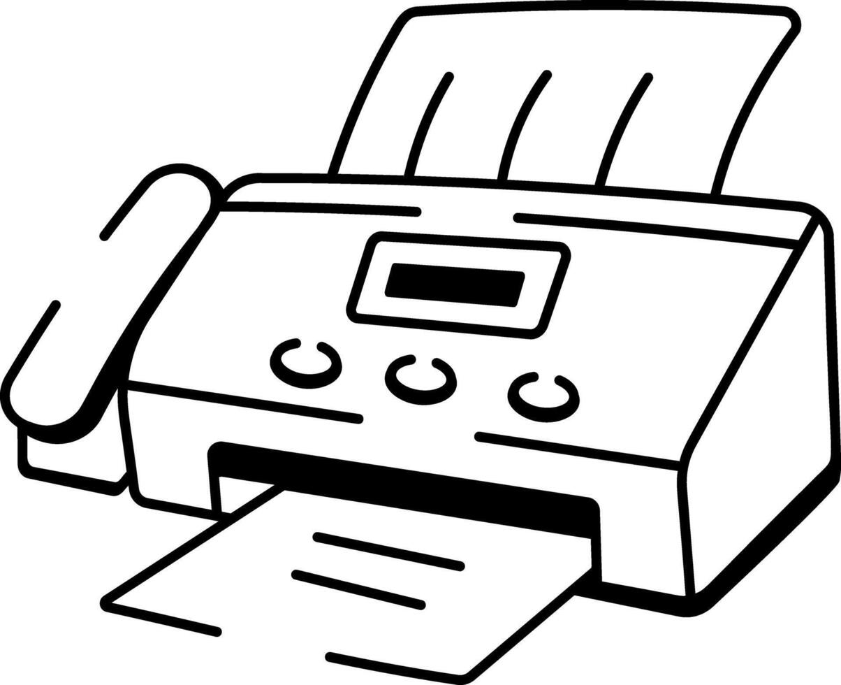 Doodle style icon showing a fax machine vector