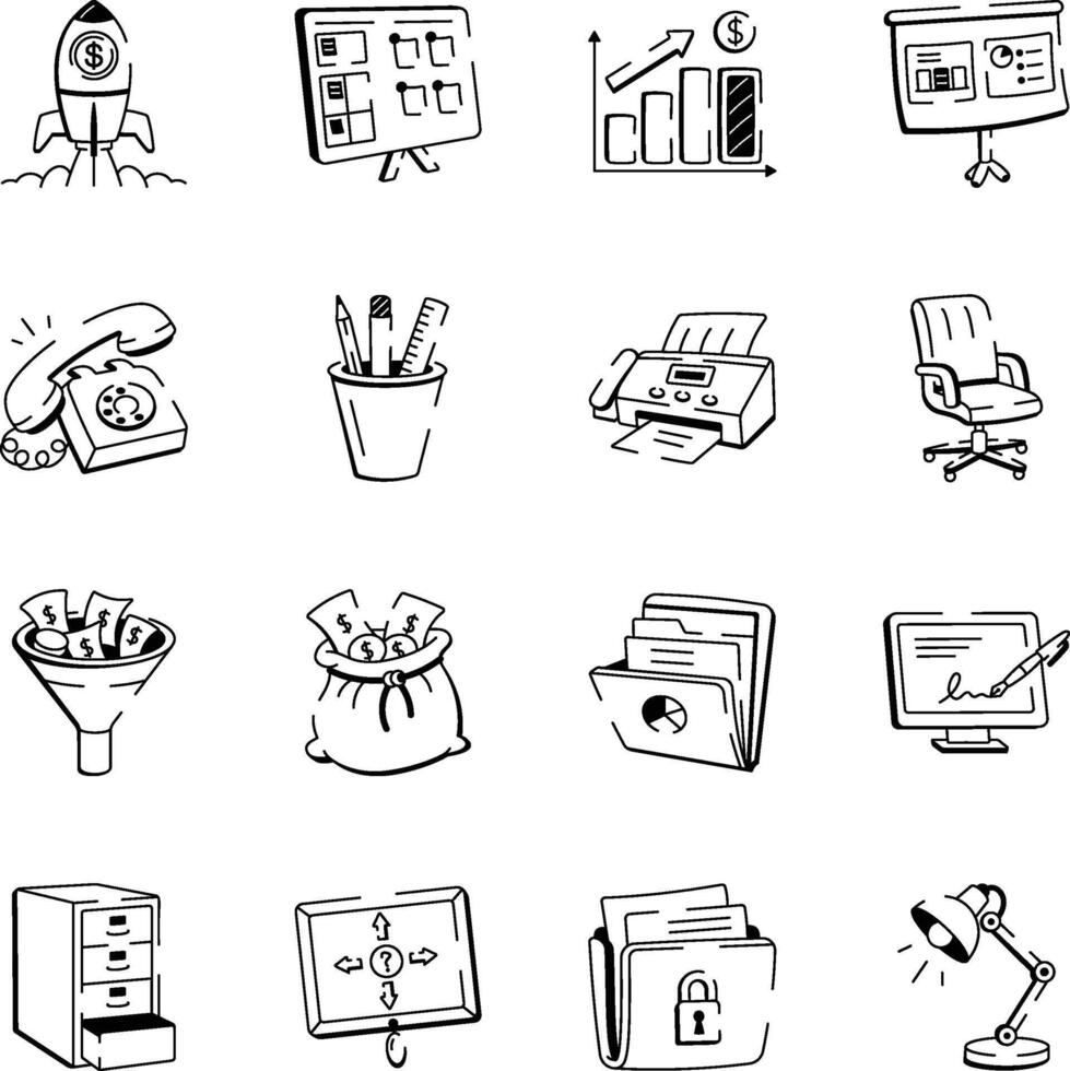 WebSet of Doodle Style Organization Icons vector
