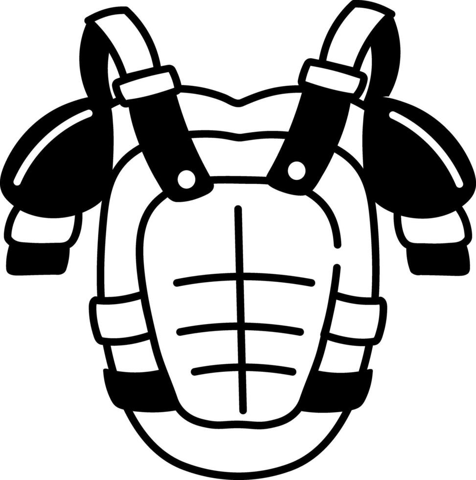 A drawing style icon showing chest guard vector