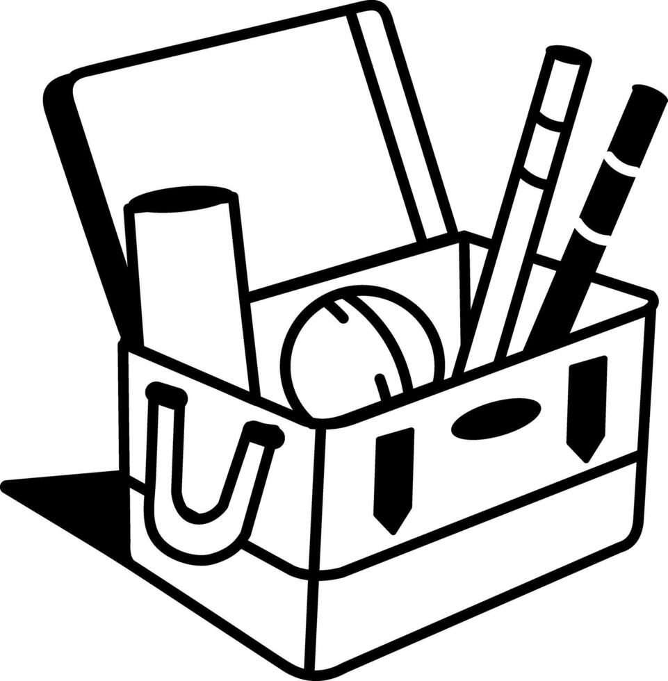 A sketchy style icon of cricket bag vector