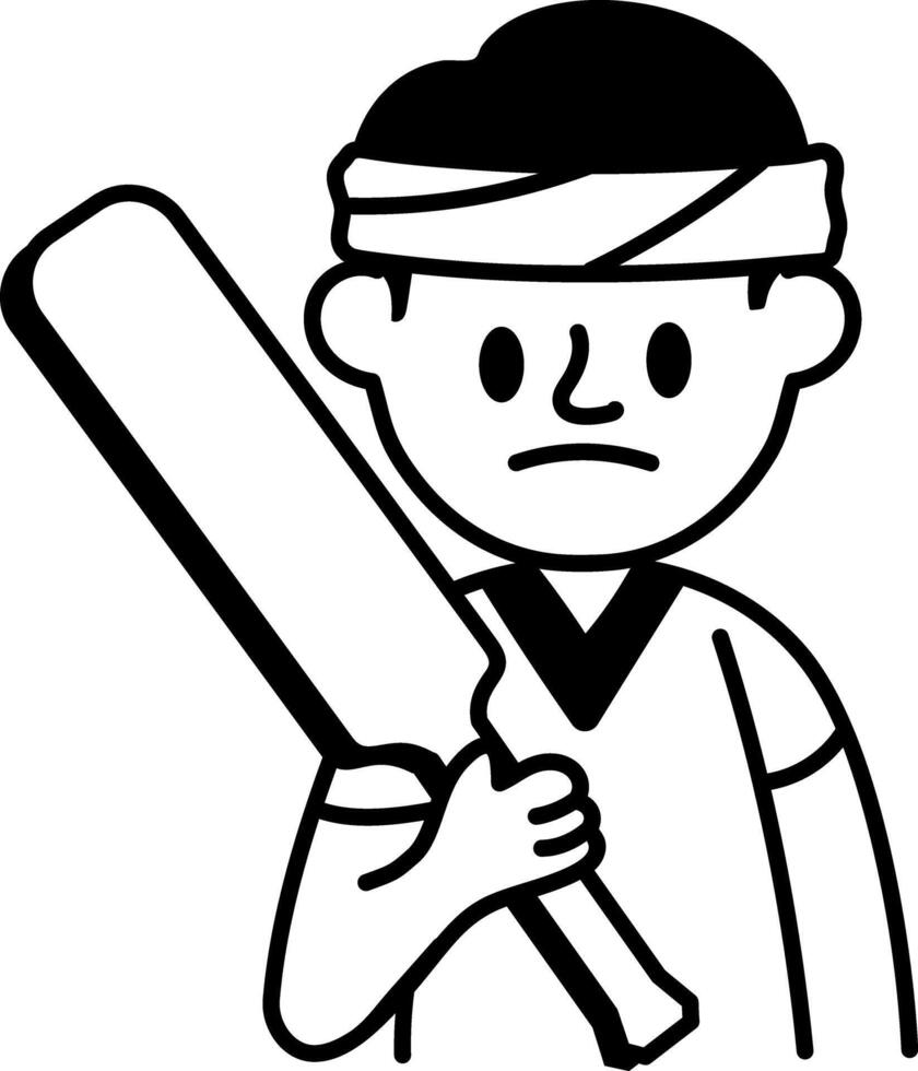 A sketchy style icon of cricket player vector