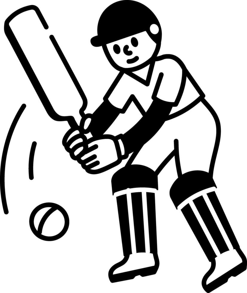 A sketchy style icon of cricket shot vector