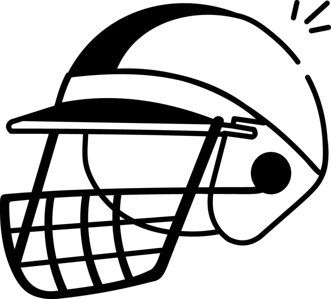 A doodle style icon of cricket helmet vector