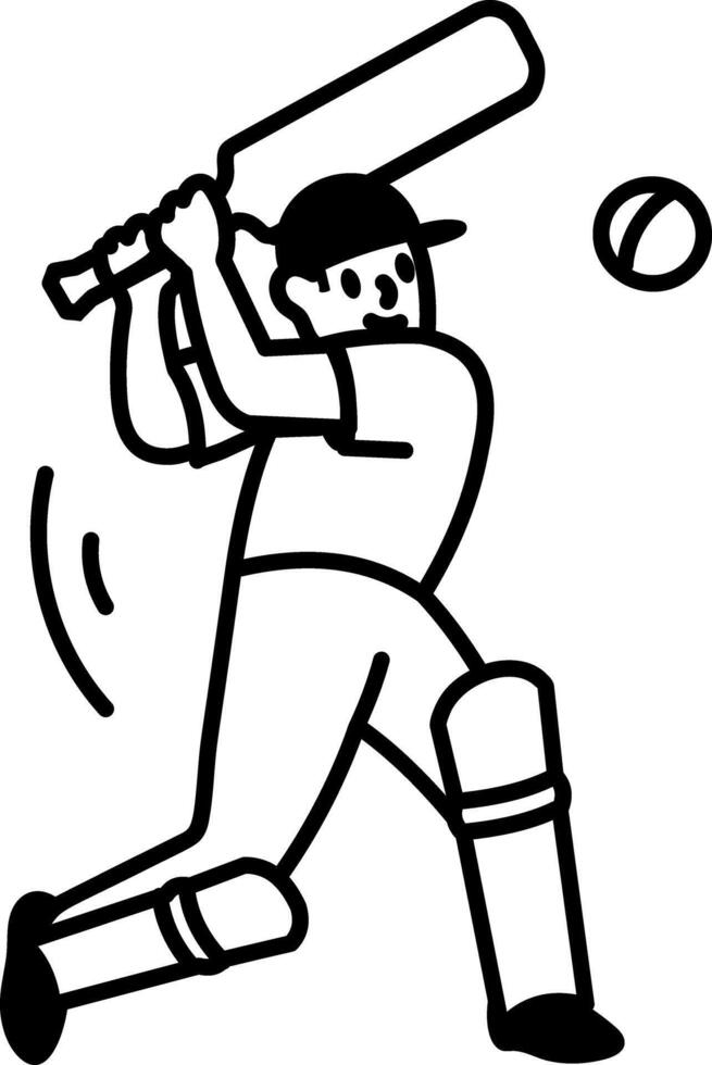 A hand drawn style icon of cricket vector