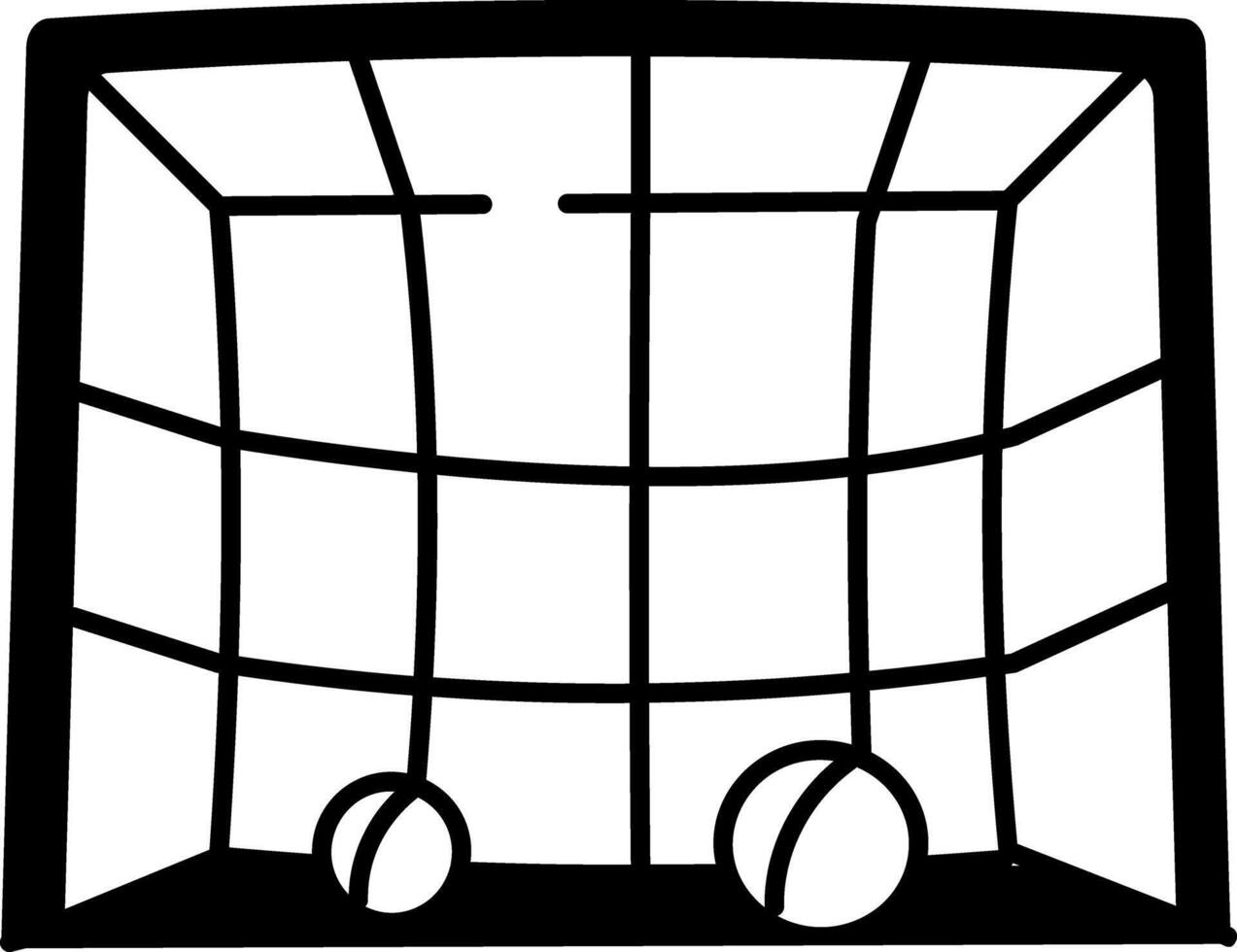 A drawing style icon showing practice net vector