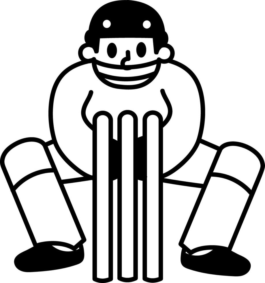 A hand drawn style icon of wicket keeper vector