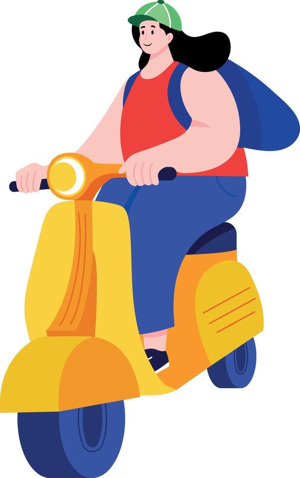 A flat style illustration showing a person doing scooter ride vector
