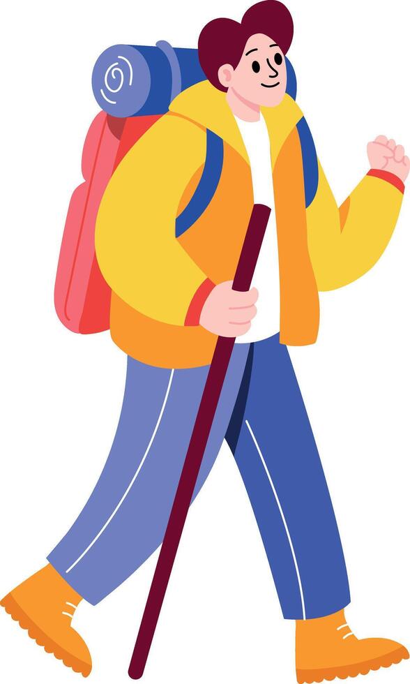 A flat style illustration showing a traveller vector