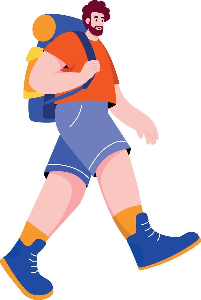 A flat style illustration showing a person walking vector