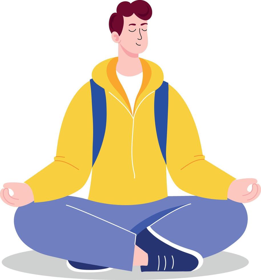 A flat style illustration showing a person doing yoga vector