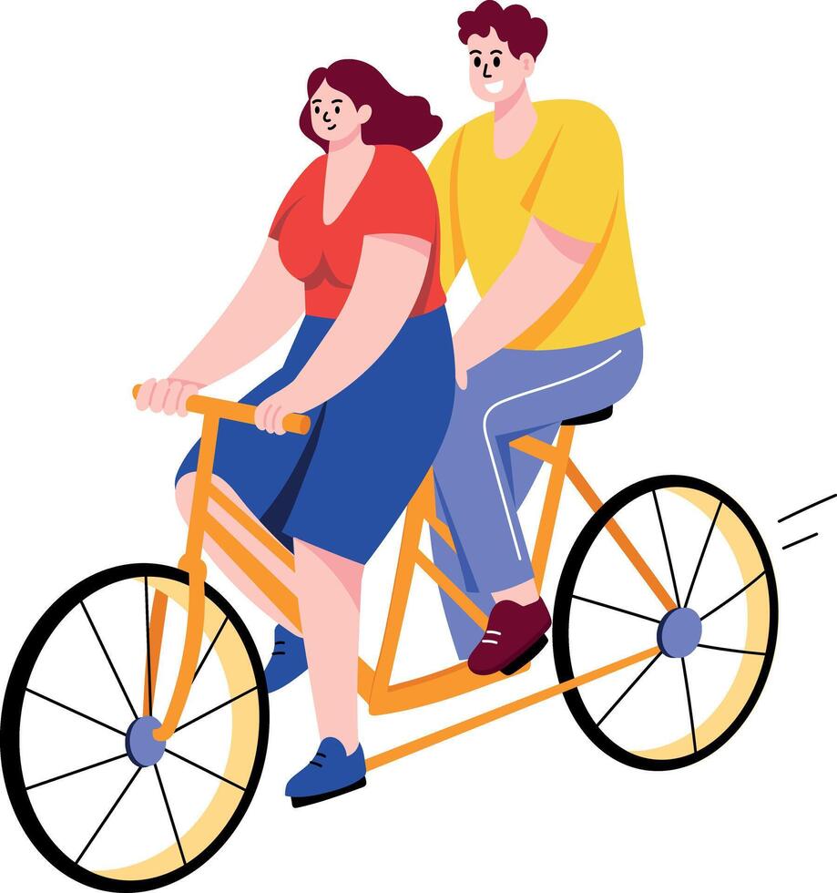 A flat style illustration showing couple ride on cycle vector