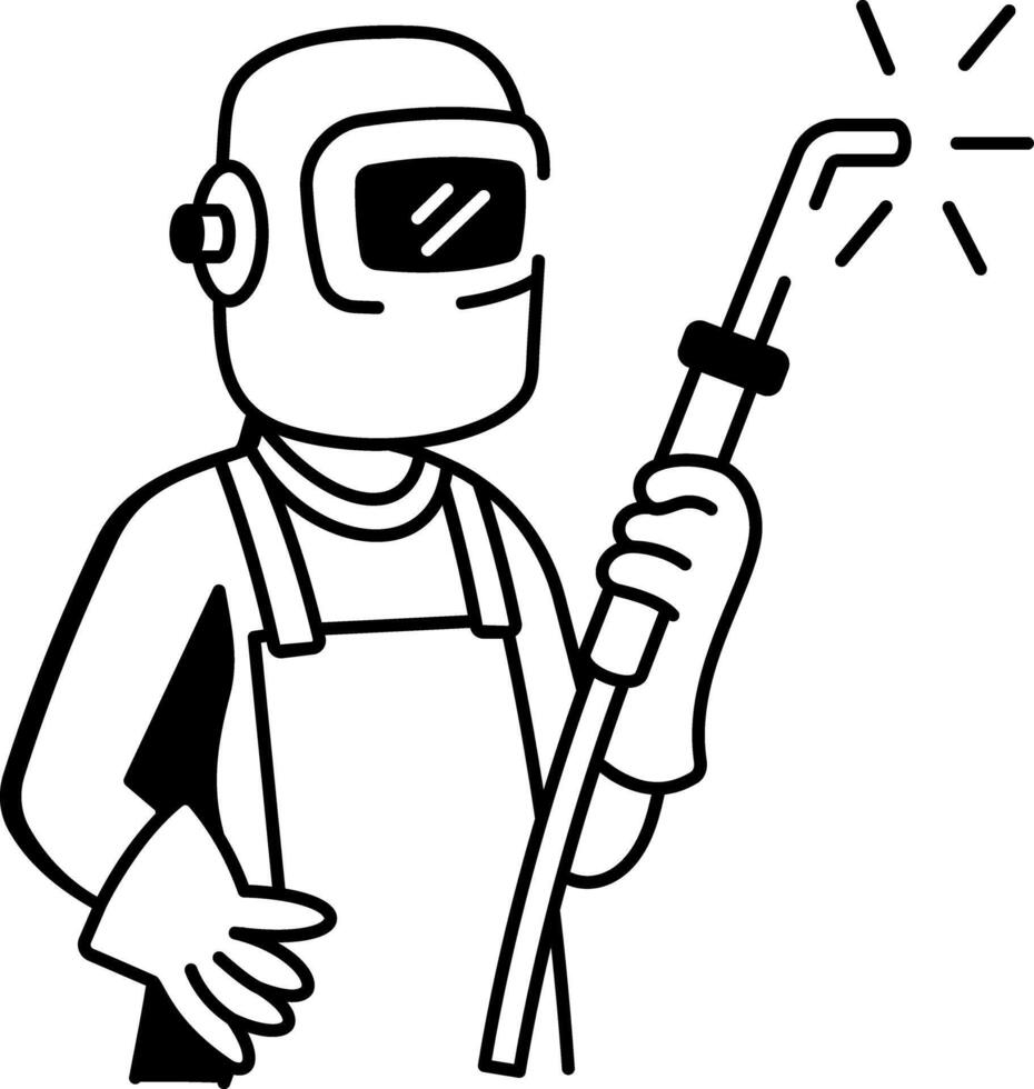 A doodle style icon of welding expert vector
