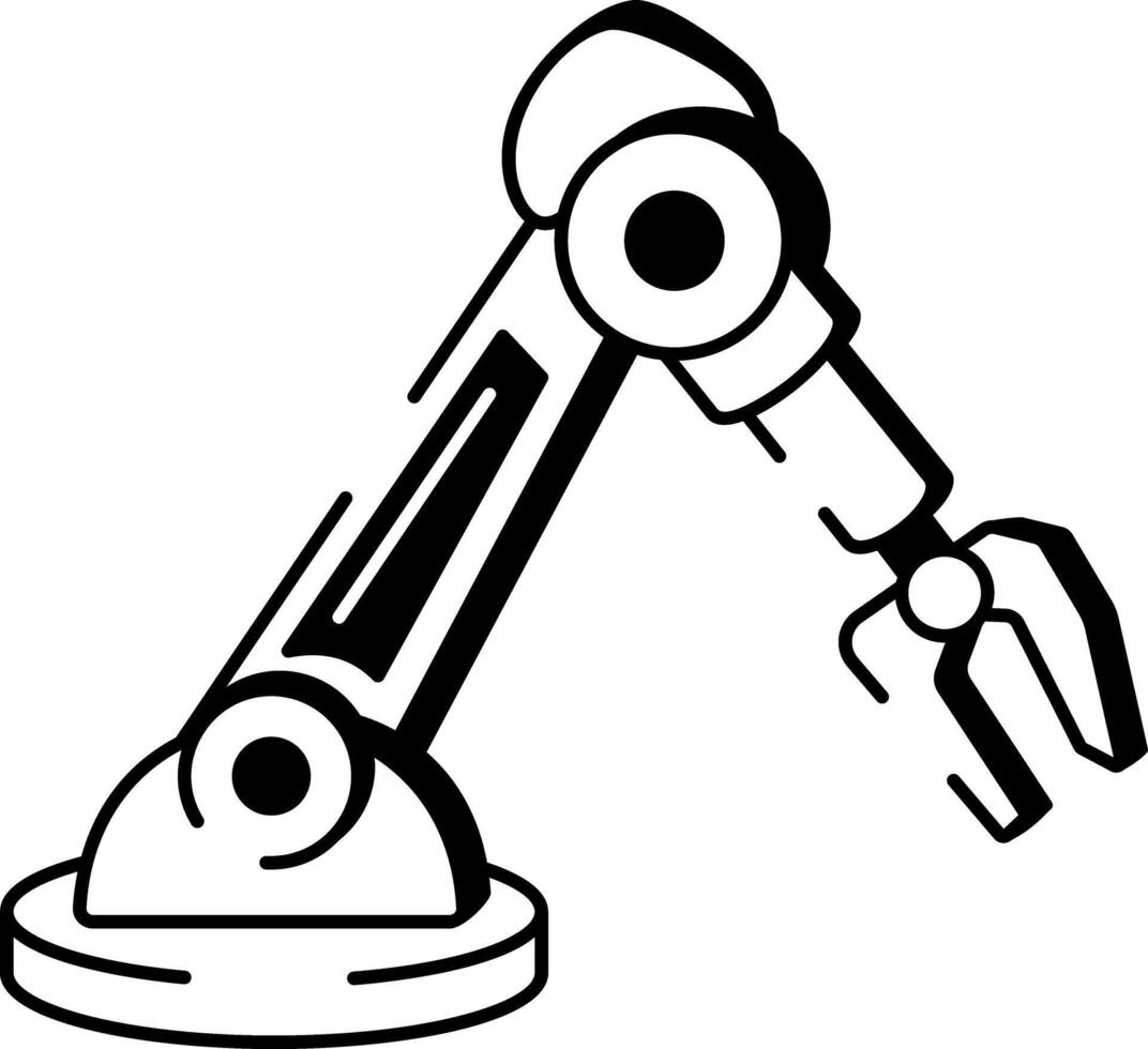 A sketchy style icon showing industrial robotics vector