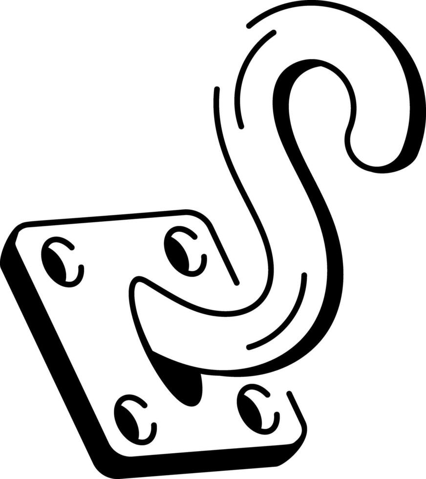 A hand drawn style icon of a gear hook vector
